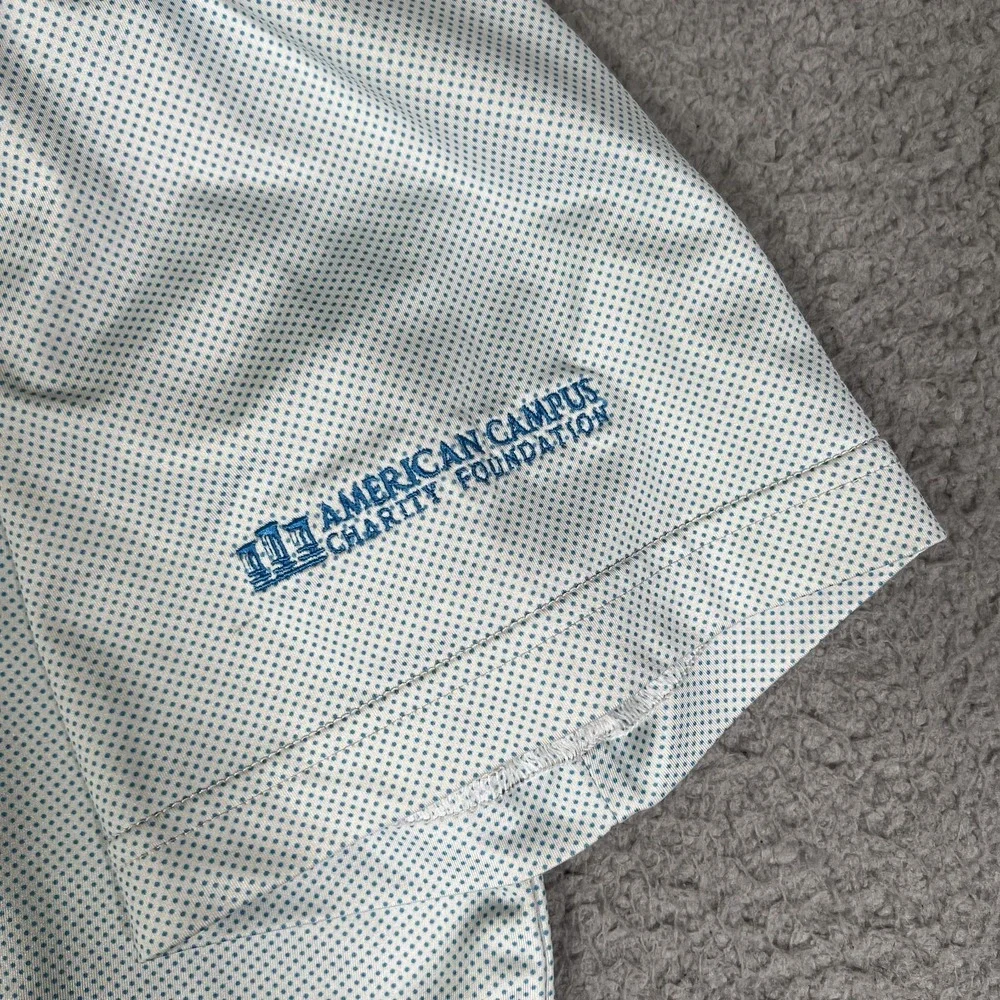 Peter‎ Millar Shirt Mens XL Blue Polka Dot Summer Comfort Golf Polo Logo Preppy